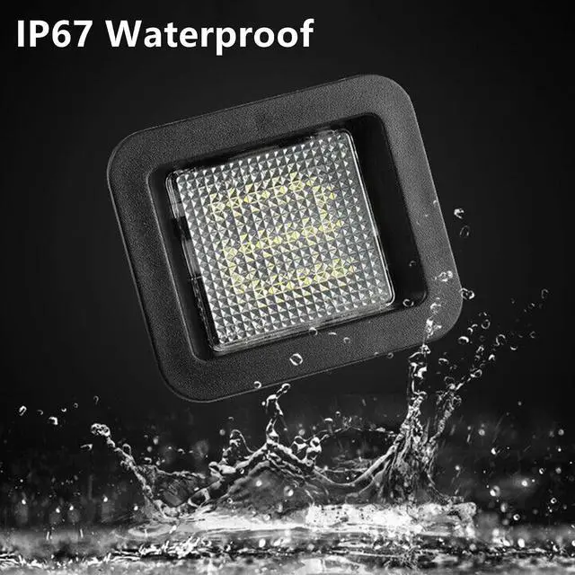 Alt view image 4 of 7 - Yankok LED License Plate Lights Compatible with Ford F150 All Models 2015-2020 and F150 Raptor 2017-2020 Thirteenth Generation Black Panel with Clear Lens 6500K 18 SMD Tag Lamp Assembly