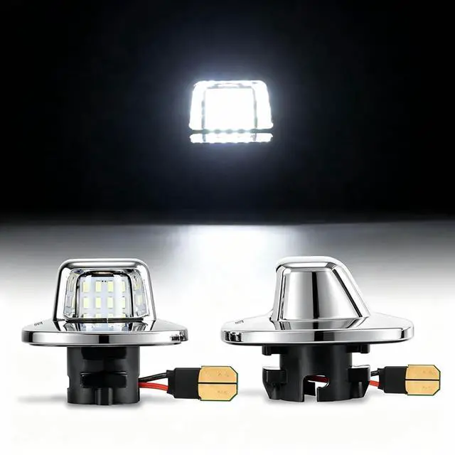 Main image of Yankok LED License Plate Lights Compatible with Chevy Blazer S10 C1500 K1500 Silverado Suburban Tahoe GMC Yukon Sonoma 1988-1999 Chrome Housing White Board