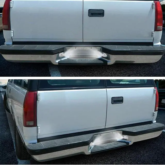 Alt view image 5 of 7 - Yankok LED License Plate Lights Compatible with Chevy Blazer S10 C1500 K1500 Silverado Suburban Tahoe GMC Yukon Sonoma 1988-1999 Chrome Housing White Board