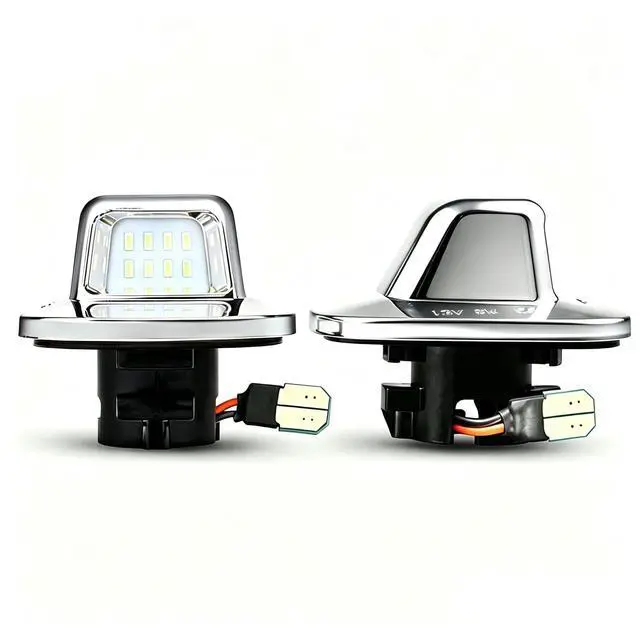 Alt view image 7 of 7 - Yankok LED License Plate Lights Compatible with Chevy Blazer S10 C1500 K1500 Silverado Suburban Tahoe GMC Yukon Sonoma 1988-1999 Chrome Housing White Board