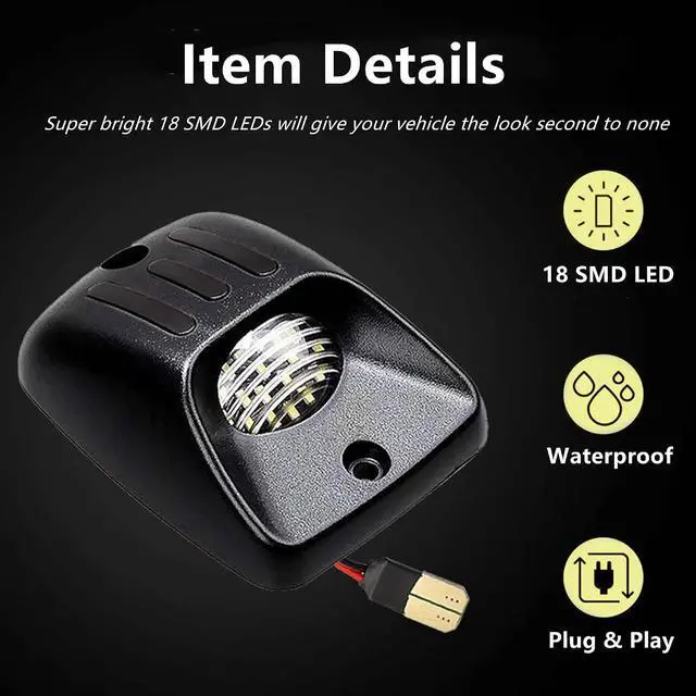 Alt view image 3 of 7 - Yankok LED License Plate Lights for Tacoma 1995-2004 1st Gen N140 N150 N160 N170 N190 All Models Pickup 6500K Xenon White with Triple Red Tube Tag Lamp Assembly 2 Pack