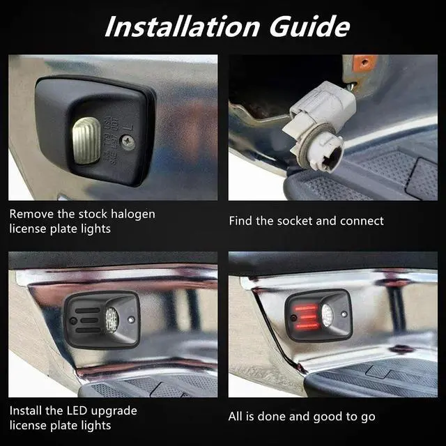 Alt view image 5 of 7 - Yankok LED License Plate Lights for Tacoma 1995-2004 1st Gen N140 N150 N160 N170 N190 All Models Pickup 6500K Xenon White with Triple Red Tube Tag Lamp Assembly 2 Pack