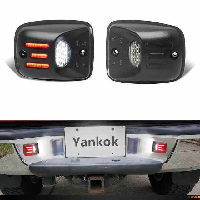 Alt view image 7 of 7 - Yankok LED License Plate Lights for Tacoma 1995-2004 1st Gen N140 N150 N160 N170 N190 All Models Pickup 6500K Xenon White with Triple Red Tube Tag Lamp Assembly 2 Pack