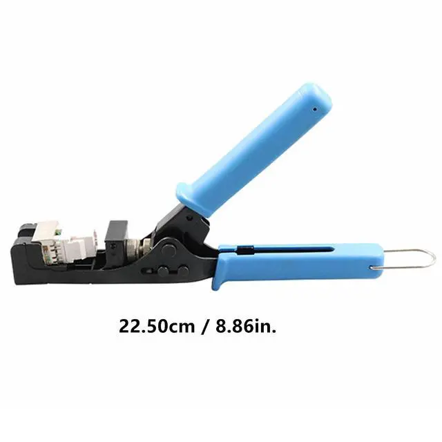 Alt view image 6 of 7 - Yankok 180 Degree Keystone Jack Punch Down Tool (Fit Short Body with Plat Pin Jacks Only), CAT5/5e and CAT6/6A Adapter Fast Termination Crimper, One Hand Operation with Quick Lock Blue Handle