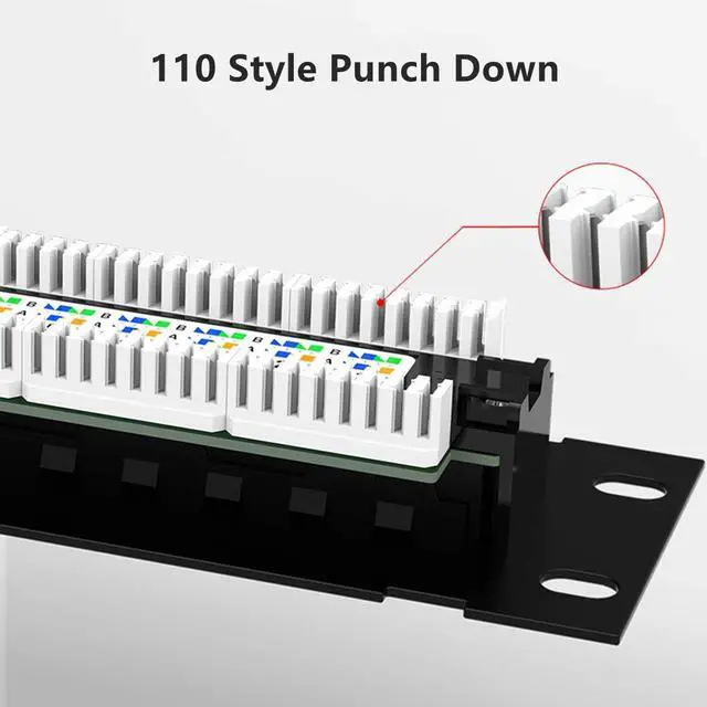 Alt view image 4 of 7 - Yankok [CAT6 12 Port Patch Panel Supports Back CAT5/5e with Bracket Rack/Wall Mount 10in.x1U Unshielded Color-Coded T568A/B Wiring (Come with Mini Punch Down Tool)