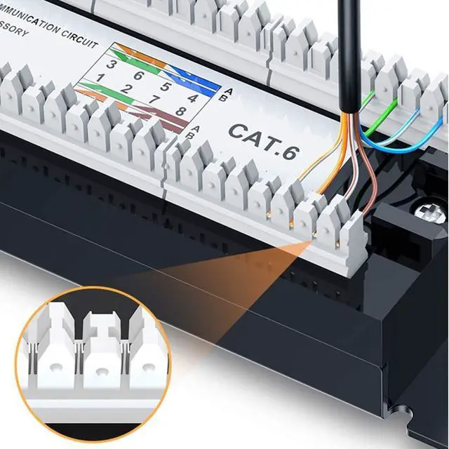 Alt view image 5 of 7 - Yankok [CAT6 12 Port Patch Panel Supports Back CAT5/5e with Bracket Rack/Wall Mount 10in.x1U Unshielded Color-Coded T568A/B Wiring (Come with Mini Punch Down Tool)