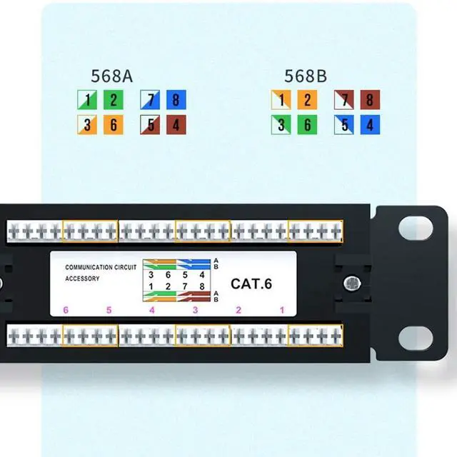 Alt view image 6 of 7 - Yankok [CAT6 12 Port Patch Panel Supports Back CAT5/5e with Bracket Rack/Wall Mount 10in.x1U Unshielded Color-Coded T568A/B Wiring (Come with Mini Punch Down Tool)