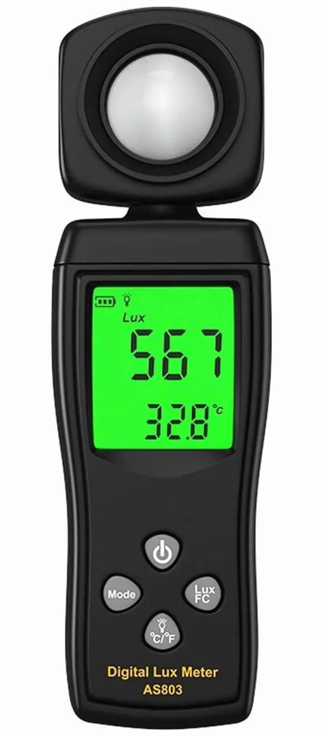 Main image of Yankok AS803 Smart Digital Light Meter 1-200000 Lux Auto Measurement Lumen Checker Tools with High Accuracy 180D Rotatable Sensor