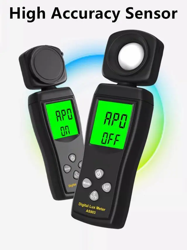 Alt view image 4 of 7 - Yankok AS803 Smart Digital Light Meter 1-200000 Lux Auto Measurement Lumen Checker Tools with High Accuracy 180D Rotatable Sensor
