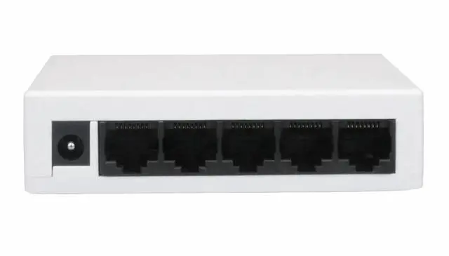 Main image of Yankok 5 Port Gigabit Ethernet Switch 10/100 Mbps Unmanaged Auto-Negotiation RJ45 Ports White Plastic Case Desktop Ethernet Splitter Plug and Play