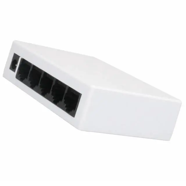 Alt view image 2 of 7 - Yankok 5 Port Gigabit Ethernet Switch 10/100 Mbps Unmanaged Auto-Negotiation RJ45 Ports White Plastic Case Desktop Ethernet Splitter Plug and Play