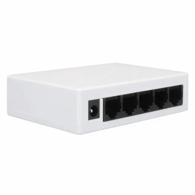 Alt view image 3 of 7 - Yankok 5 Port Gigabit Ethernet Switch 10/100 Mbps Unmanaged Auto-Negotiation RJ45 Ports White Plastic Case Desktop Ethernet Splitter Plug and Play