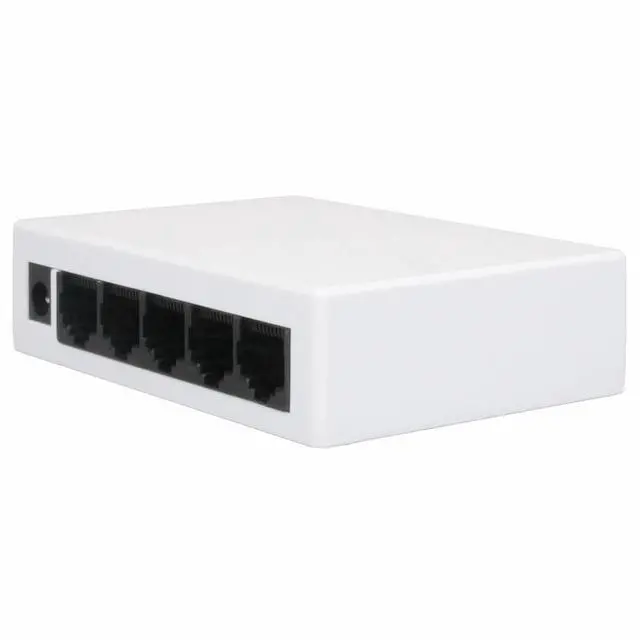 Alt view image 4 of 7 - Yankok 5 Port Gigabit Ethernet Switch 10/100 Mbps Unmanaged Auto-Negotiation RJ45 Ports White Plastic Case Desktop Ethernet Splitter Plug and Play