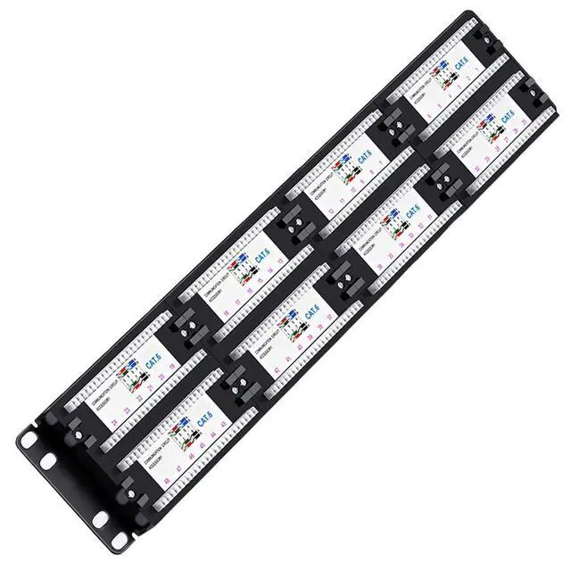 Alt view image 2 of 6 - Yankok [CAT6 48 Port Patch Panel Supports Back CAT5/5e Rack/Wall Mount 19in.x2U Unshielded Color-Coded T568A/B Wiring (Come with Mini Punch Down Tool)