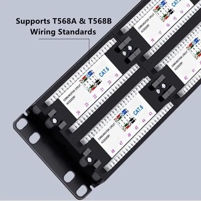 Alt view image 4 of 6 - Yankok [CAT6 48 Port Patch Panel Supports Back CAT5/5e Rack/Wall Mount 19in.x2U Unshielded Color-Coded T568A/B Wiring (Come with Mini Punch Down Tool)