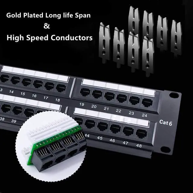 Alt view image 5 of 6 - Yankok [CAT6 48 Port Patch Panel Supports Back CAT5/5e Rack/Wall Mount 19in.x2U Unshielded Color-Coded T568A/B Wiring (Come with Mini Punch Down Tool)