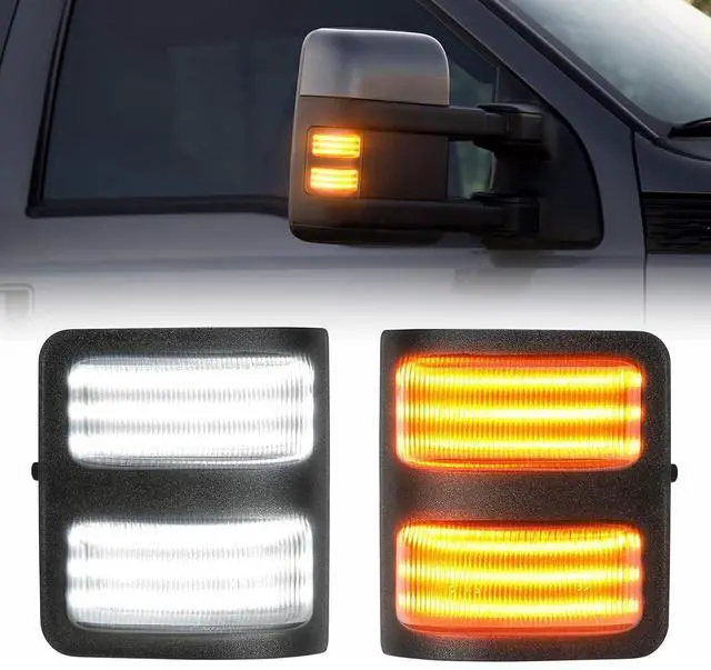 Main image of Yankok LED Side Mirror Marker Lights for Ford F150 2013-2014, F250 F350 F450 F550 Super Duty 2008-2016 Pickup Truck T10 Plug Smoked Lens White and Amber Aftermarket Replacement