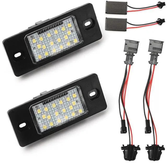 Main image of Yankok LED License Plate Lights Compatible with VW Touareg Passat Wagon Jetta Golf Porsche Cayenne Black Resistor