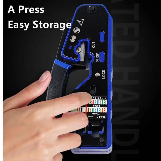 Alt view image 5 of 7 - Yankok 6028N RJ45 RJ12/11 Modular Crimper Crimps CAT5 CAT6 Network Connectors Strip and Cut Ethernet Cable RJ45 Crimp Tool Blue (Non-Pass Through)