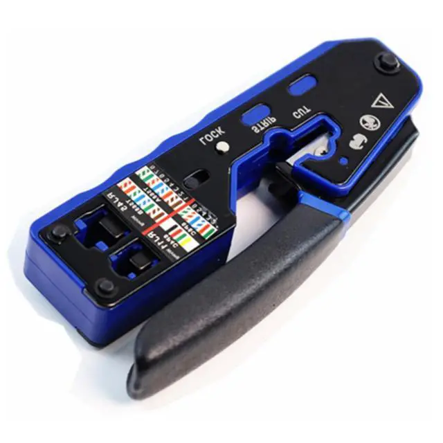 Alt view image 7 of 7 - Yankok 6028N RJ45 RJ12/11 Modular Crimper Crimps CAT5 CAT6 Network Connectors Strip and Cut Ethernet Cable RJ45 Crimp Tool Blue (Non-Pass Through)