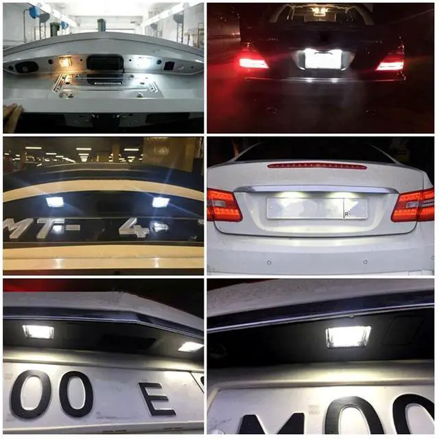 Alt view image 7 of 7 - Yankok LED License Plate Lights Compatible with Mercedes Benz W204 S204 W212 S212 C207 C216 W221 18 SMD 6500K Xenon White Can-bus Error Free