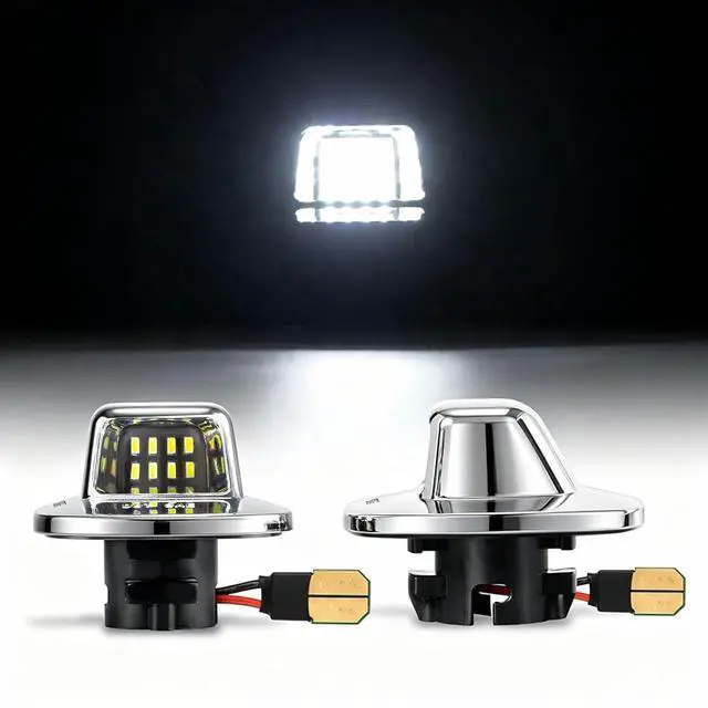 Main image of Yankok LED License Plate Lights Compatible with Chevy Blazer S10 C1500 K1500 Silverado Suburban Tahoe GMC Yukon Sonoma 1988-1999 Chrome Housing Black Board