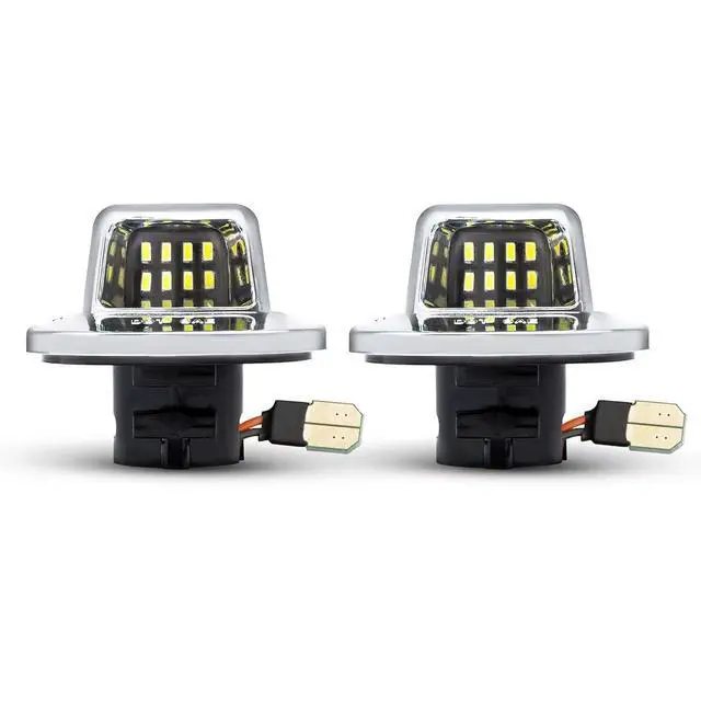 Alt view image 6 of 7 - Yankok LED License Plate Lights Compatible with Chevy Blazer S10 C1500 K1500 Silverado Suburban Tahoe GMC Yukon Sonoma 1988-1999 Chrome Housing Black Board