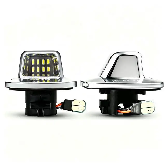 Alt view image 7 of 7 - Yankok LED License Plate Lights Compatible with Chevy Blazer S10 C1500 K1500 Silverado Suburban Tahoe GMC Yukon Sonoma 1988-1999 Chrome Housing Black Board