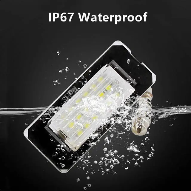 Alt view image 3 of 7 - Yankok LED License Plate Lights for Mini Cooper R56 R57 R58 R59 Hardtop Convertible Coupe Roadster 6000K 18 SMD Can-bus Error Free Tag Lamp Assembly