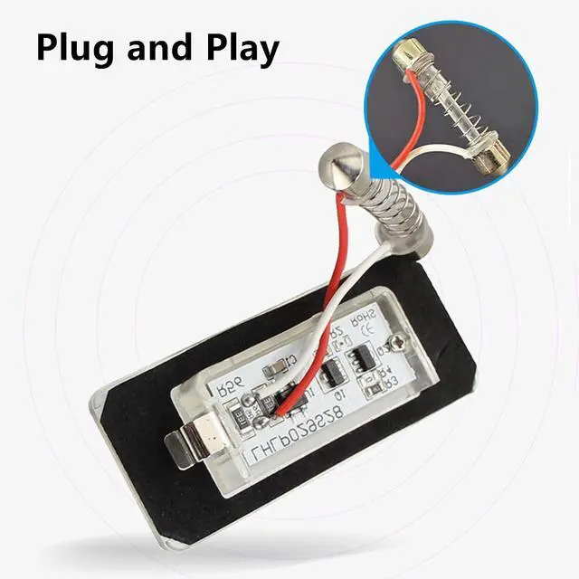 Alt view image 4 of 7 - Yankok LED License Plate Lights for Mini Cooper R56 R57 R58 R59 Hardtop Convertible Coupe Roadster 6000K 18 SMD Can-bus Error Free Tag Lamp Assembly