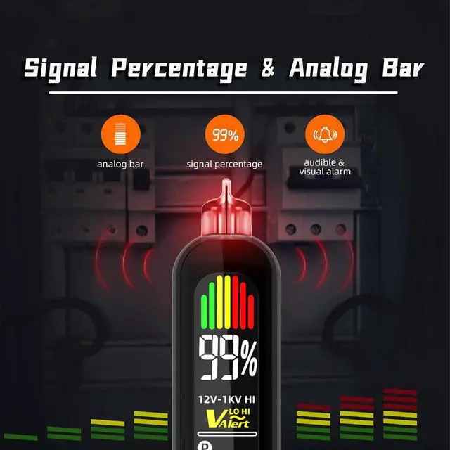 Alt view image 3 of 7 - BSIDE Voltage Tester, Non-Contact with 3-Phase Rotation Indicator & Signal Percentage, Rechargeable AC Electrical Voltage Detector Pen, High/Low Sensitivity with 6 Ranges, 3-Mode Alarm with Analog Bar