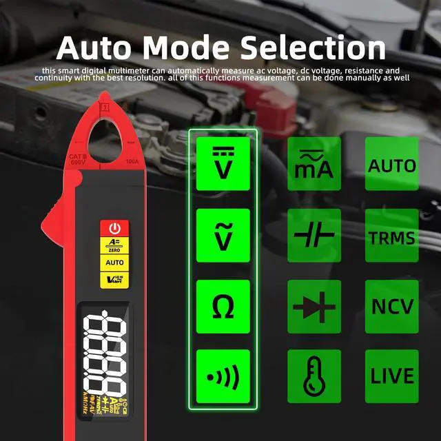 Alt view image 3 of 7 - BSIDE 1mA Clamp Meter, DC/AC Current with Smart Mode, True RMS 6000 Counts Rechargeable Auto-Ranging Clamp Multimeter, Temperature Capacitance Diode Duty Cycle Hz Ohm Live Check V-Alert Voltage Tester
