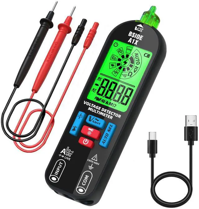 Main image of BSIDE Smart Digital Multimeter Tester Rechargeable Electrical Voltmeter Capacitance Diode Continuity Resistance Live Check AC DC Voltage Tester