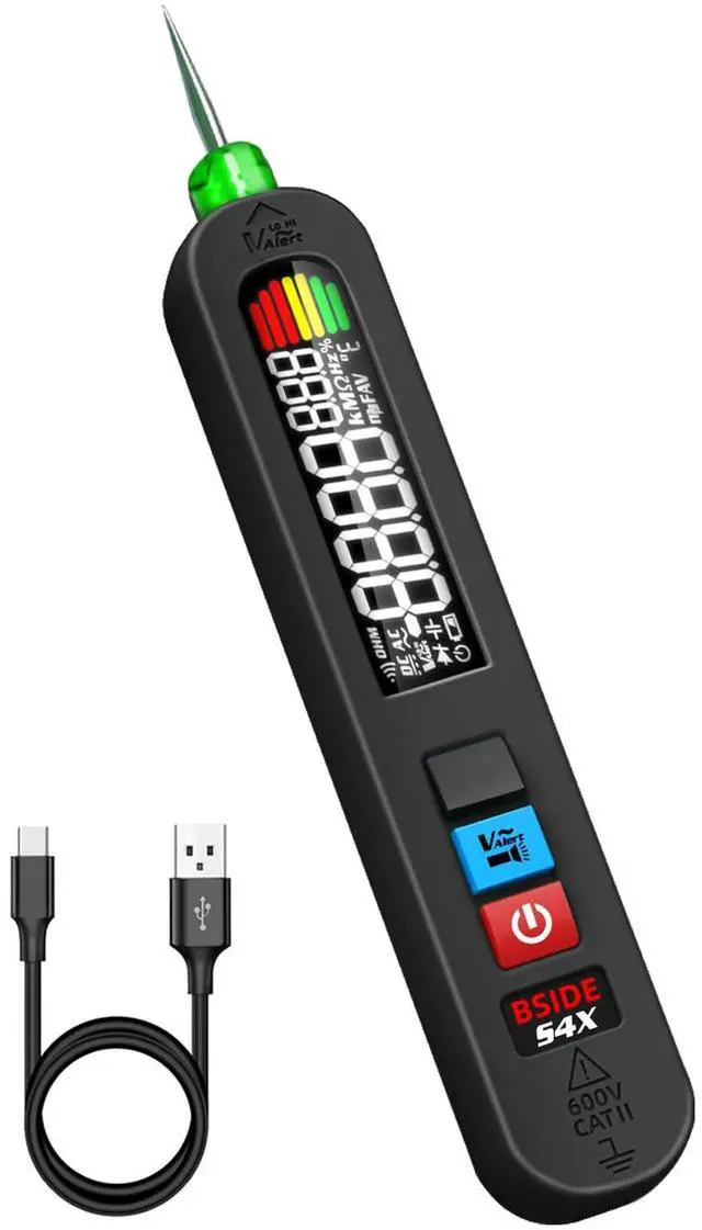 Main image of BSIDE Rechargeable Voltage Tester Pen Non-Contact Voltage Detector with Contacted Measure AC Voltage, Color LCD Environment Temperature Tester for Electrical Live Wire Check and Breakpoint Locate