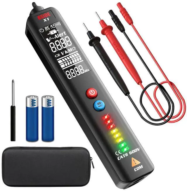 Main image of BSIDE Voltage Tester EBTN LCD Non-contact Voltage Detector Pen, 3-Line Display with 8 LED Indicator, Dual Range Adjustable Sensitivity AC Power Sensor