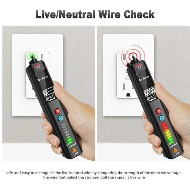 Alt view image 7 of 7 - BSIDE Voltage Tester EBTN LCD Non-contact Voltage Detector Pen, 3-Line Display with 8 LED Indicator, Dual Range Adjustable Sensitivity AC Power Sensor