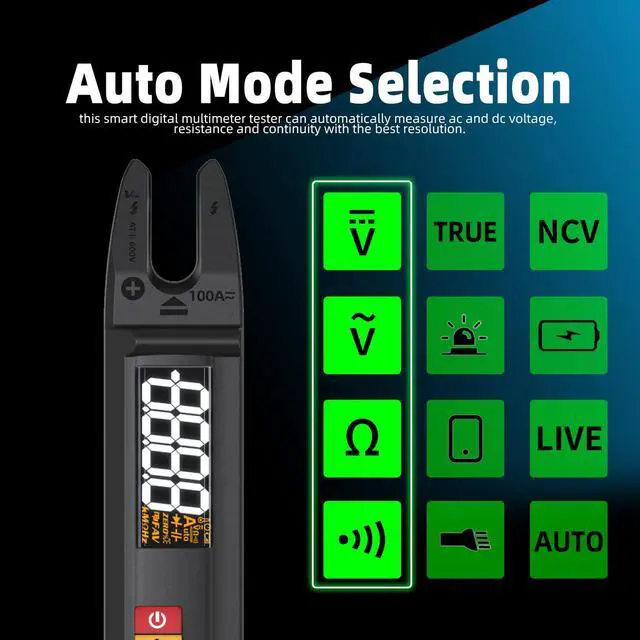 Alt view image 6 of 7 - BSIDE Smart Digital Multimeter Tester Open Jaw DC AC Amp Clamp Meter, Rechargeable with Flashlight, Measures Current Resistance Continuity V-Alert Live Check Voltage