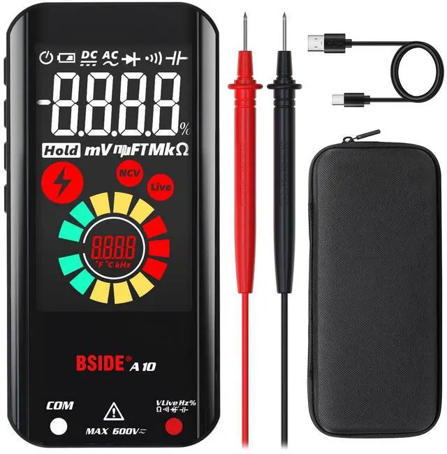 Main image of BSIDE Rechargeable Digital Multimeter Color LCD 3 Results Display 6000 Counts Auto-Ranging Pocket Voltmeter Cap Duty Cycle Live Check Voltage Tester
