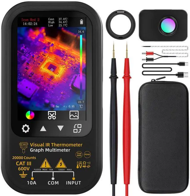 Main image of BSIDE Thermal Multimeter with Macro Lens, 320x320 IR Resolution with 20000 Counts, Date Recording Mode with 360-Degree Rotate Touch LCD, 15 Thermal Palettes with Bracket for PCB HVAC Circuit Break DIY