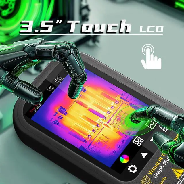 Alt view image 6 of 7 - BSIDE Thermal Multimeter with Macro Lens, 320x320 IR Resolution with 20000 Counts, Date Recording Mode with 360-Degree Rotate Touch LCD, 15 Thermal Palettes with Bracket for PCB HVAC Circuit Break DIY