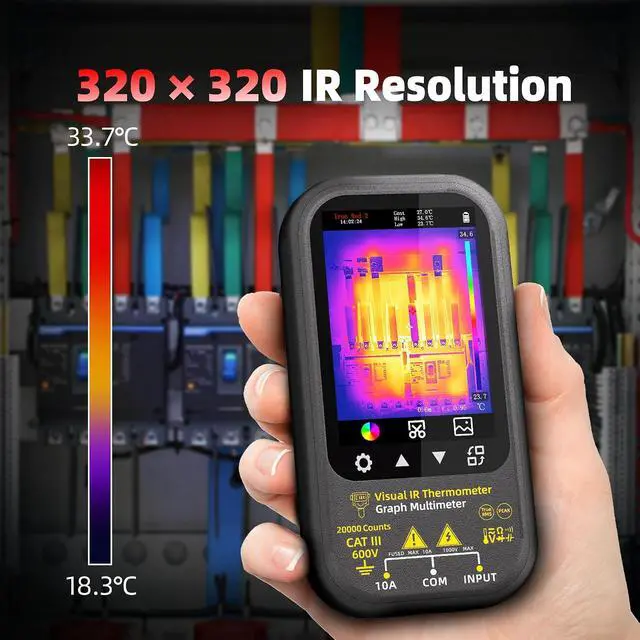 Alt view image 2 of 7 - BSIDE Thermal Multimeter with Macro Lens, 320x320 IR Resolution with 20000 Counts, Date Recording Mode with 360-Degree Rotate Touch LCD, 15 Thermal Palettes with Bracket for PCB HVAC Circuit Break DIY