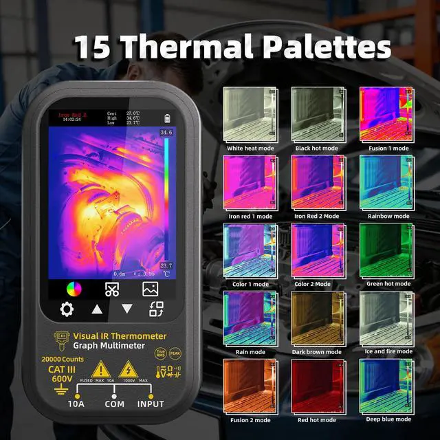 Alt view image 7 of 7 - BSIDE Thermal Multimeter with Macro Lens, 320x320 IR Resolution with 20000 Counts, Date Recording Mode with 360-Degree Rotate Touch LCD, 15 Thermal Palettes with Bracket for PCB HVAC Circuit Break DIY