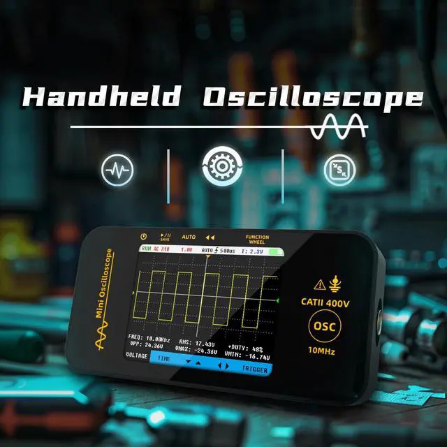 Alt view image 2 of 7 - BSIDE Handheld Digital Oscilloscope 3.2 TFT LCD Scope Tester, 10MHz Bandwidth with 48MSa/s Sampling Rate, Potable Automotive Oscilloscope with Auto/Nomal/Single Trigger for Audio Amplifier Hobbyist