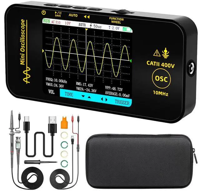 Main image of BSIDE Handheld Digital Oscilloscope 3.2 TFT LCD Scope Tester, 10MHz Bandwidth with 48MSa/s Sampling Rate, Potable Automotive Oscilloscope with Auto/Nomal/Single Trigger for Audio Amplifier Hobbyist
