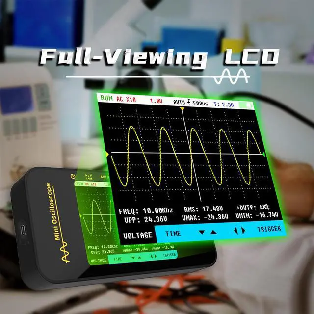Alt view image 3 of 7 - BSIDE Handheld Digital Oscilloscope 3.2 TFT LCD Scope Tester, 10MHz Bandwidth with 48MSa/s Sampling Rate, Potable Automotive Oscilloscope with Auto/Nomal/Single Trigger for Audio Amplifier Hobbyist