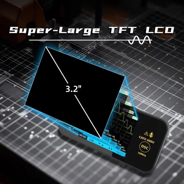 Alt view image 4 of 7 - BSIDE Handheld Digital Oscilloscope 3.2 TFT LCD Scope Tester, 10MHz Bandwidth with 48MSa/s Sampling Rate, Potable Automotive Oscilloscope with Auto/Nomal/Single Trigger for Audio Amplifier Hobbyist