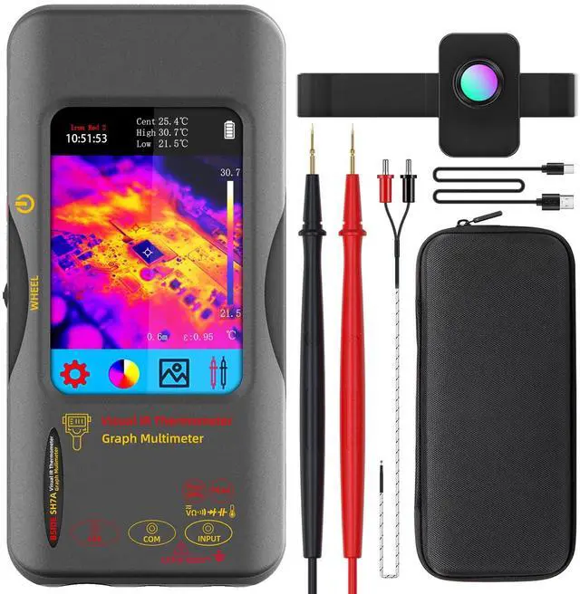 Main image of BSIDE Thermal Camera Multimeter Date Recorder with Macro Lens, 320x320 IR Resolution with 15 Thermal Palettes, 20000 Counts with 3.98" Touch LCD, Measures Cap Amp Temp Diode for PCB Circuit Break DIY