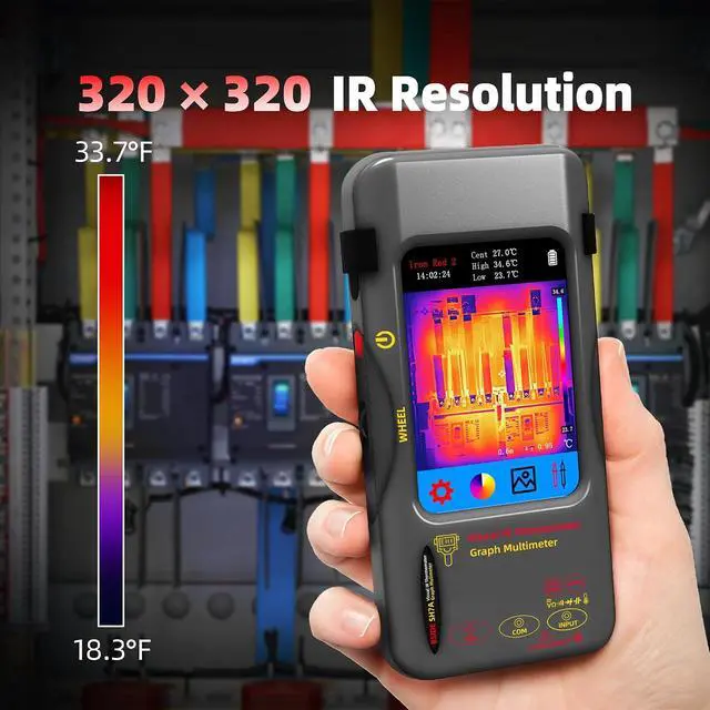 Alt view image 2 of 7 - BSIDE Thermal Camera Multimeter Date Recorder with Macro Lens, 320x320 IR Resolution with 15 Thermal Palettes, 20000 Counts with 3.98" Touch LCD, Measures Cap Amp Temp Diode for PCB Circuit Break DIY