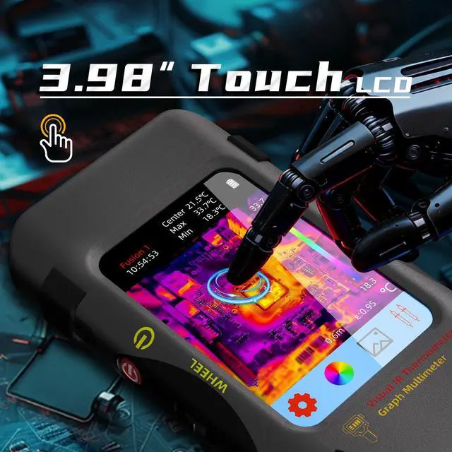 Alt view image 4 of 7 - BSIDE Thermal Camera Multimeter Date Recorder with Macro Lens, 320x320 IR Resolution with 15 Thermal Palettes, 20000 Counts with 3.98" Touch LCD, Measures Cap Amp Temp Diode for PCB Circuit Break DIY