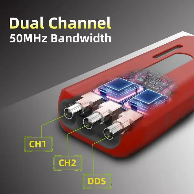 Alt view image 2 of 7 - BSIDE Dual Channel Oscilloscope Multimeter, 50MHz Bandwidth 3.98" Full-Viewing TFT LCD DDS Generator, Measure Flexible AC Current Clamp Temp Capacitance Diode Voltage with 5000mAh Rechargeable Battery